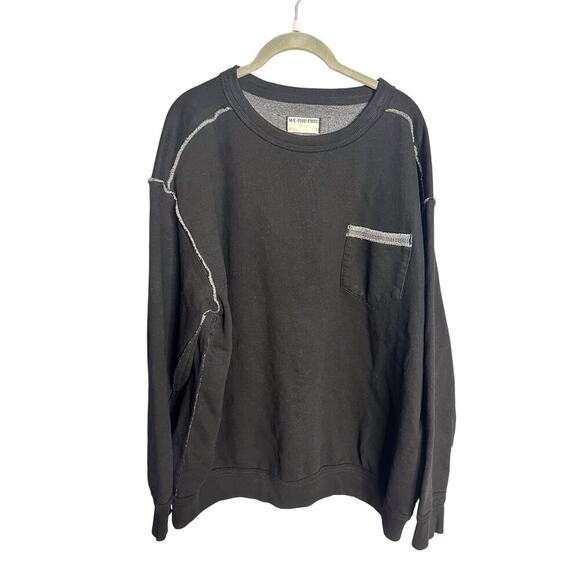 NEW Free People We The Free Wallace Pullover Crewneck Sweatshirt Black Large - Picture 4 of 6